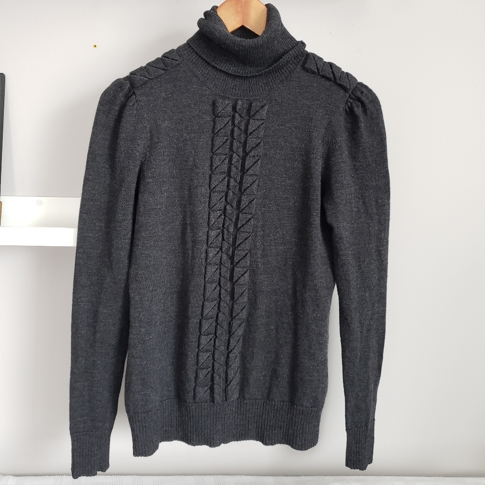 Diane von Furstenberg Wool Turtleneck Sweater Charcoal Grey Size Medium